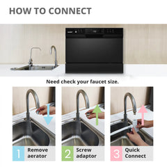 Compact Countertop Dishwasher – 6 Place Capacity | 8 Smart Wash Modes (ECO, Glass, Baby Care) | Energy Efficient & Space-Saving