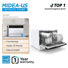 Compact Countertop Dishwasher – 6 Place Capacity | 8 Smart Wash Modes (ECO, Glass, Baby Care) | Energy Efficient & Space-Saving