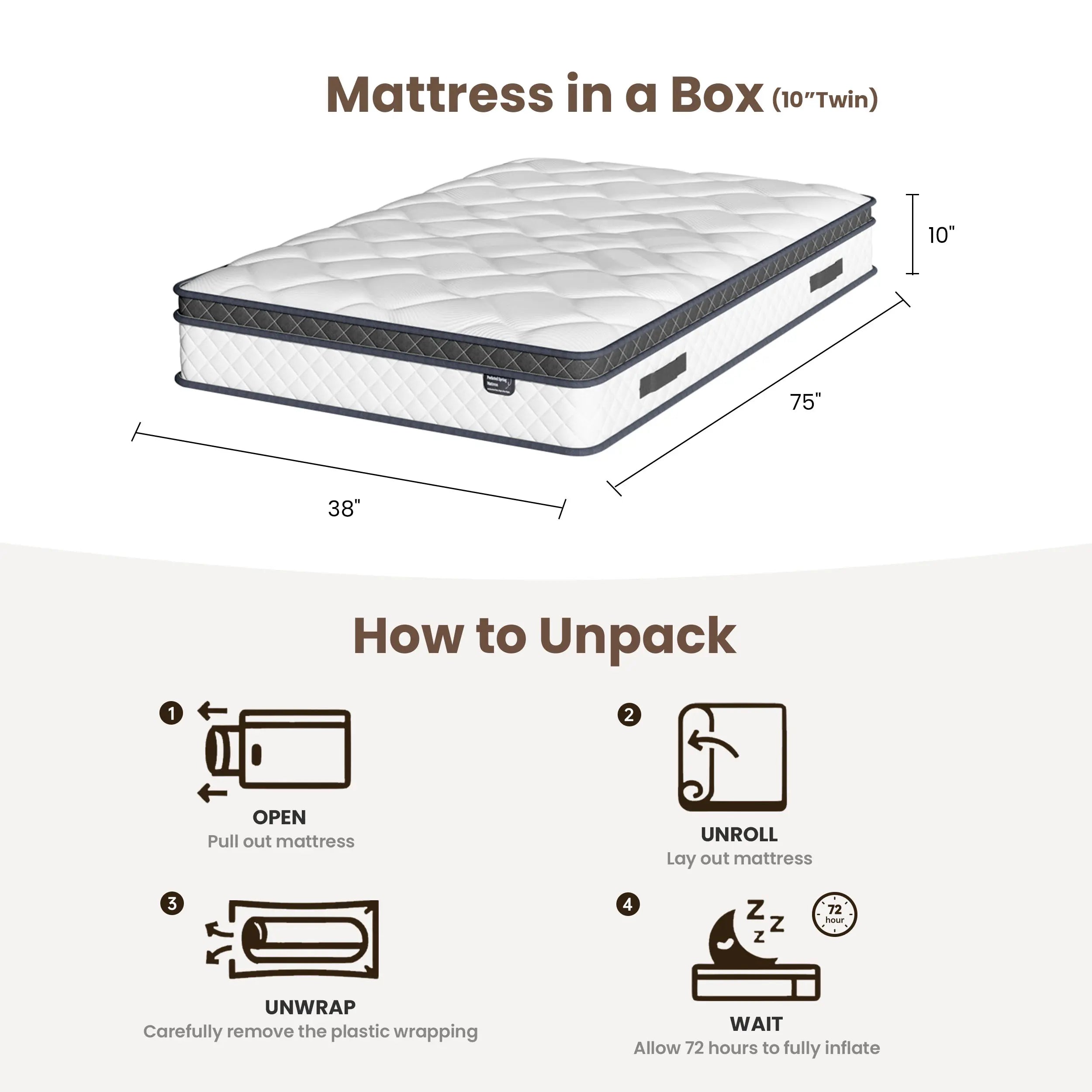 Hybrid Memory Foam Mattress in a Box (10–12”) | Pocket Coils, Back Support & Pressure Relief