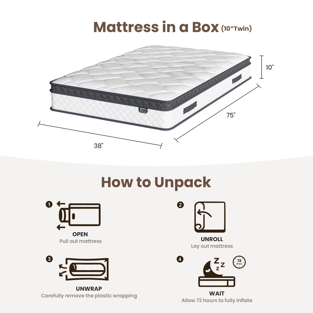 Hybrid Memory Foam Mattress in a Box (10–12”) | Pocket Coils, Back Support & Pressure Relief