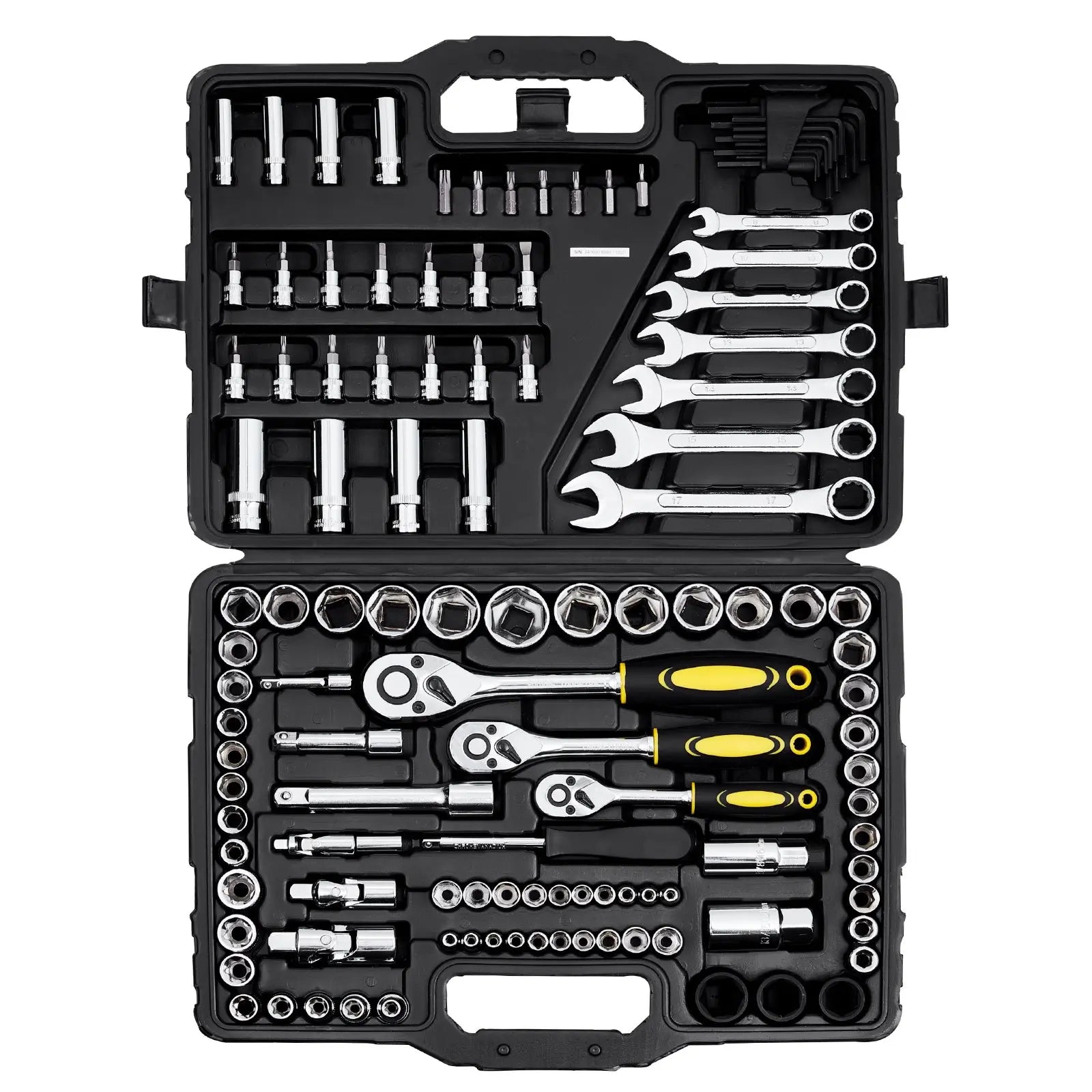 VEVOR Mechanics Tool Kit – 450 PCS, 1/4" 3/8" 1/2" Drive, SAE & Metric Sockets, Portable Hardware Set