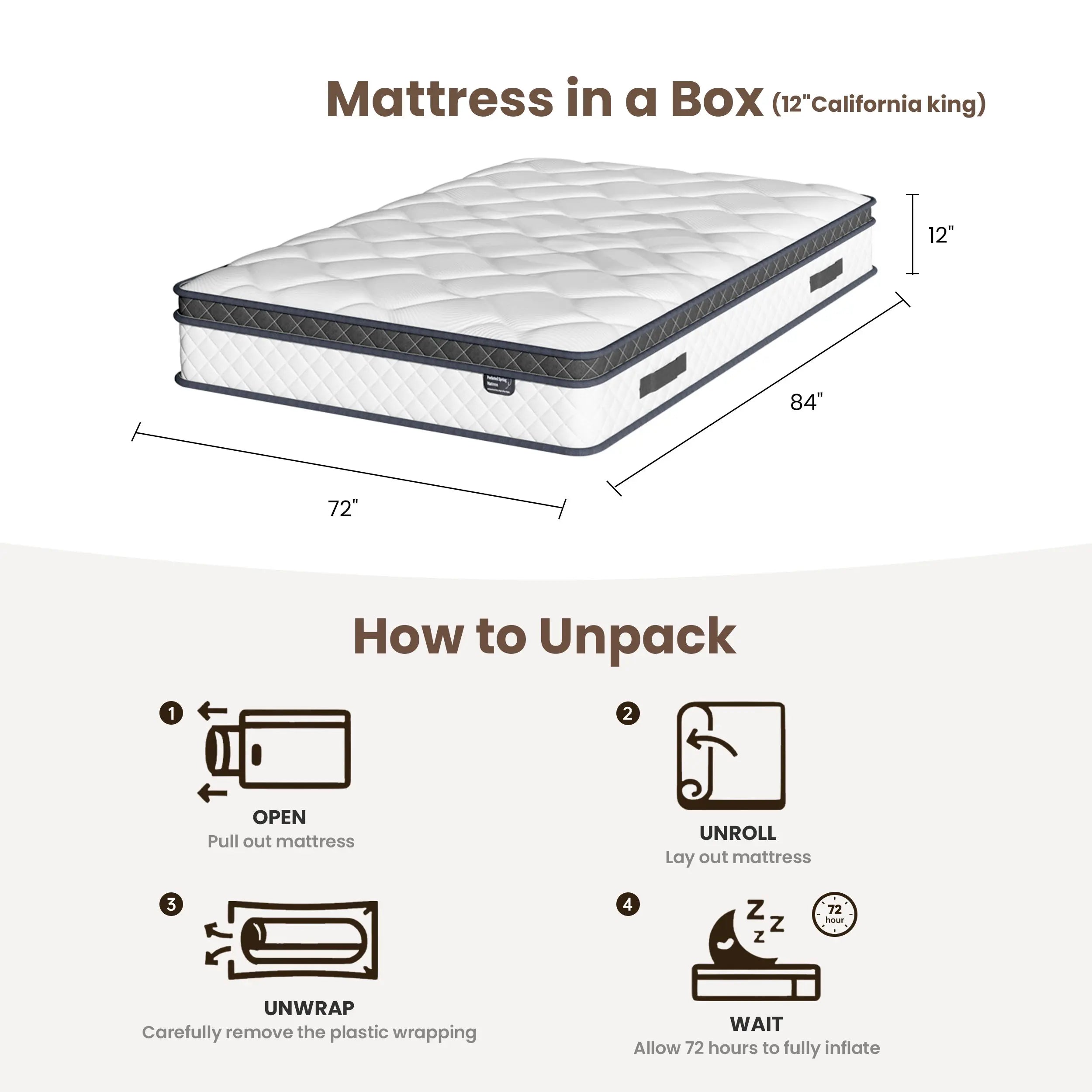 Hybrid Memory Foam Mattress in a Box (10–12”) | Pocket Coils, Back Support & Pressure Relief