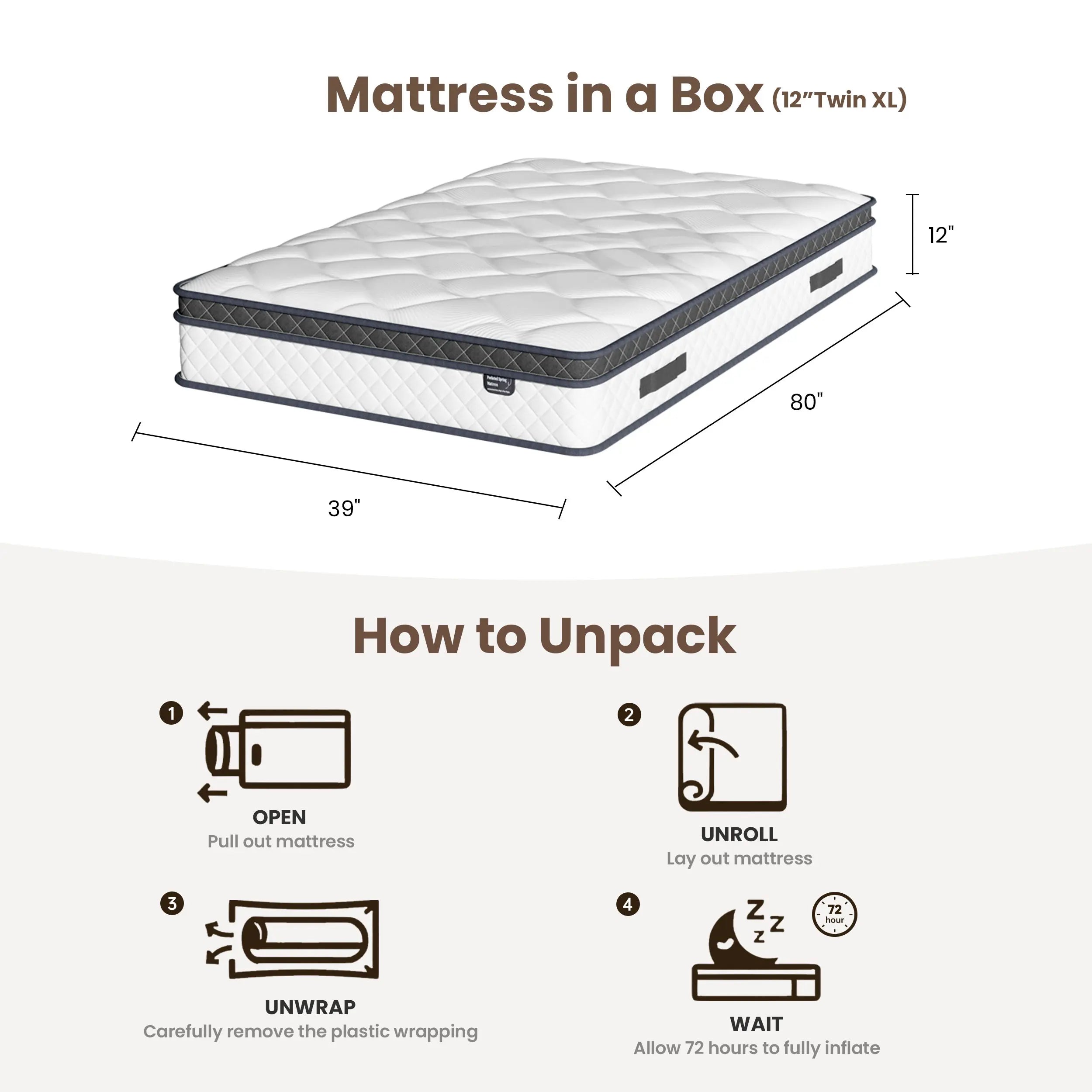 Hybrid Memory Foam Mattress in a Box (10–12”) | Pocket Coils, Back Support & Pressure Relief