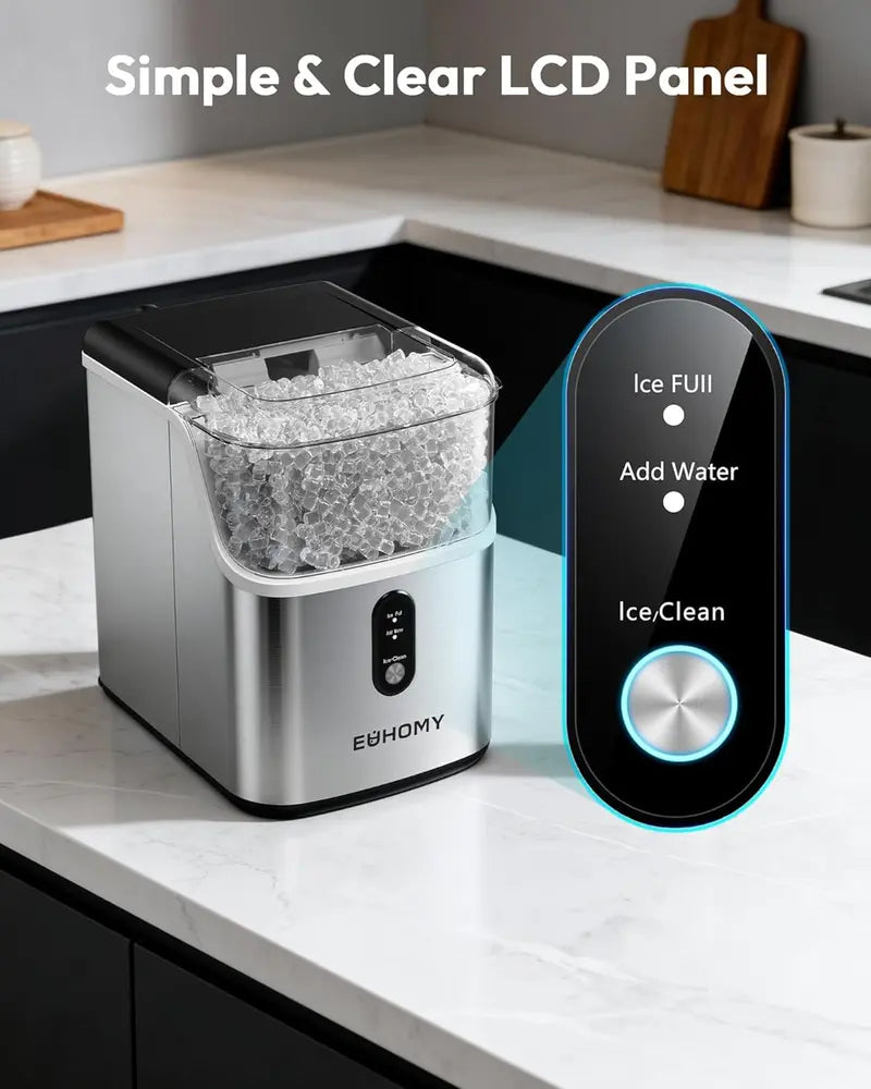 Countertop Pebble Ice Maker | 33–35 lbs/Day Soft Nugget Ice with Self-Cleaning