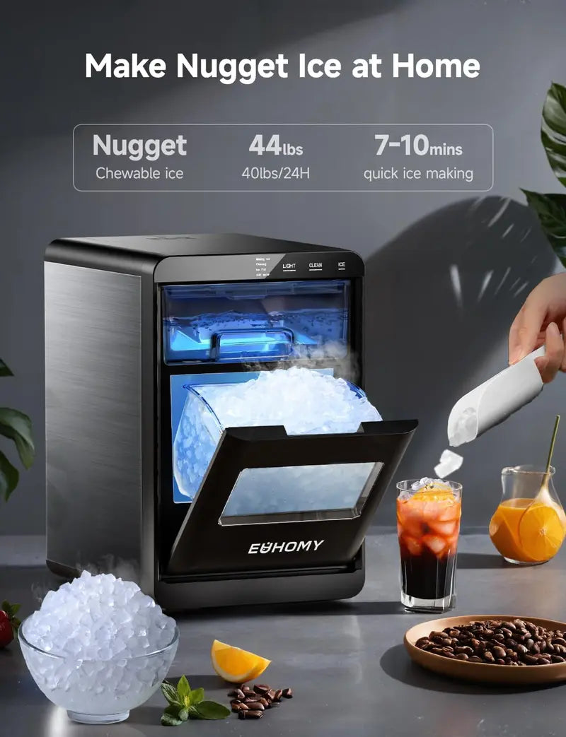 Countertop Nugget Ice Maker | 35–44 lbs/24H Pebble Ice Machine with Self-Cleaning