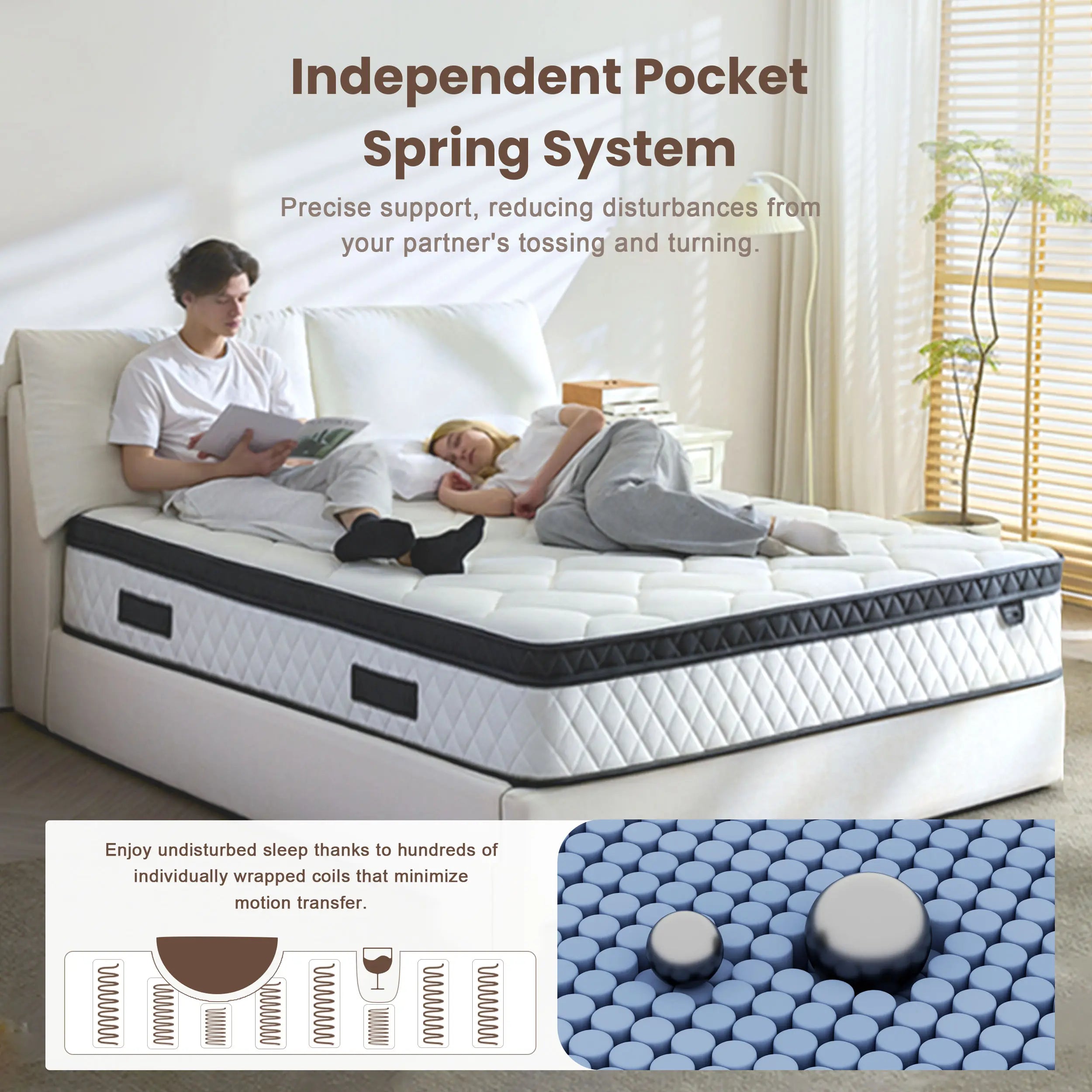 Hybrid Memory Foam Mattress in a Box (10–12”) | Pocket Coils, Back Support & Pressure Relief